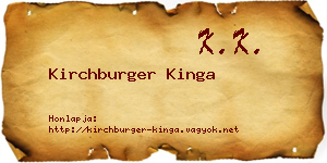 Kirchburger Kinga névjegykártya